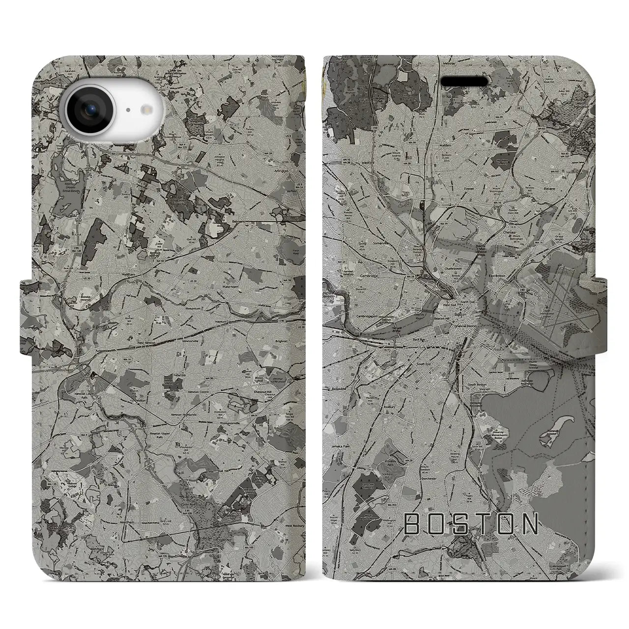 【ボストン(アメリカ)】地図柄iPhoneケース(手帳タイプ)