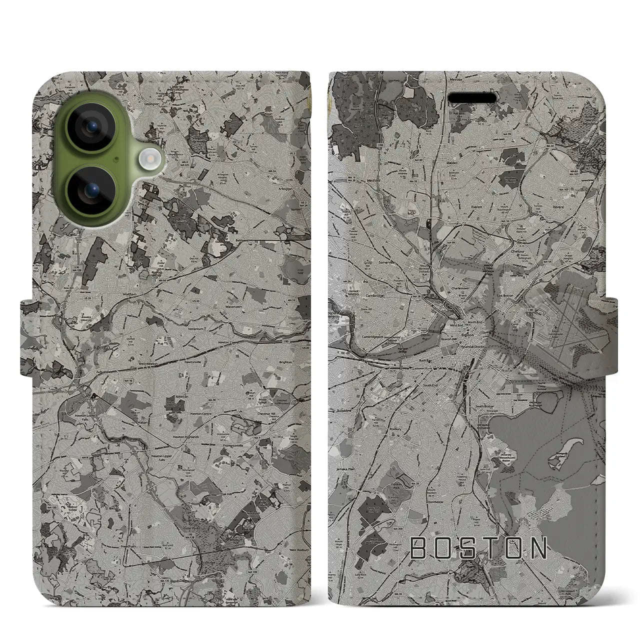 【ボストン(アメリカ)】地図柄iPhoneケース(手帳タイプ)