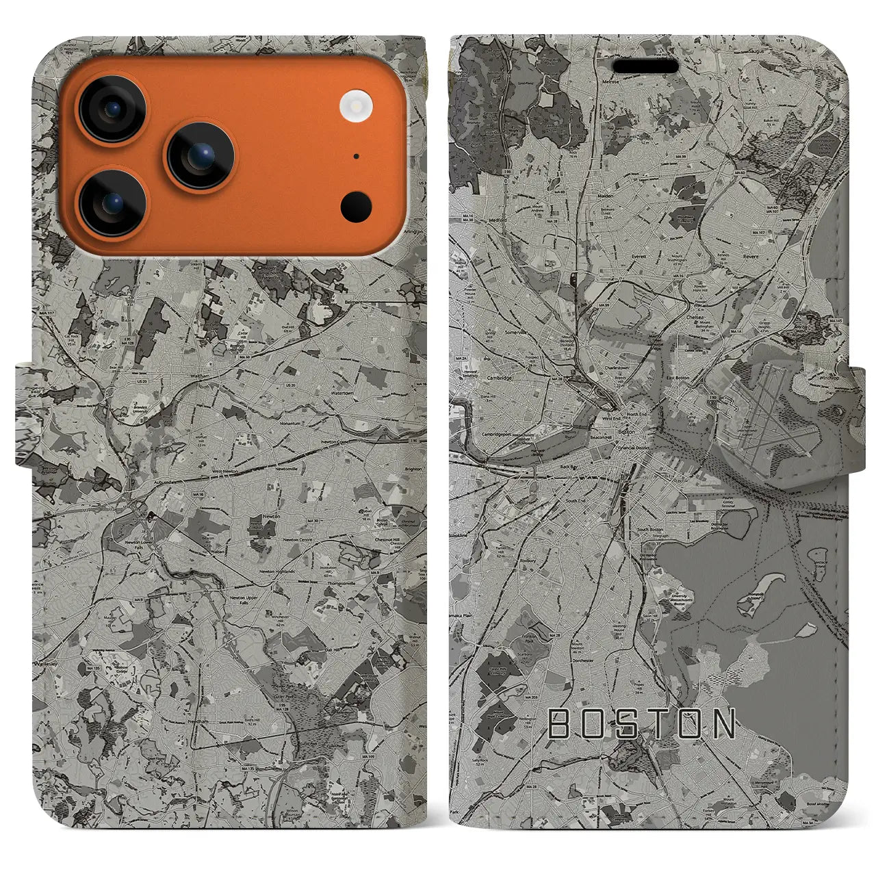 【ボストン(アメリカ)】地図柄iPhoneケース(手帳タイプ)