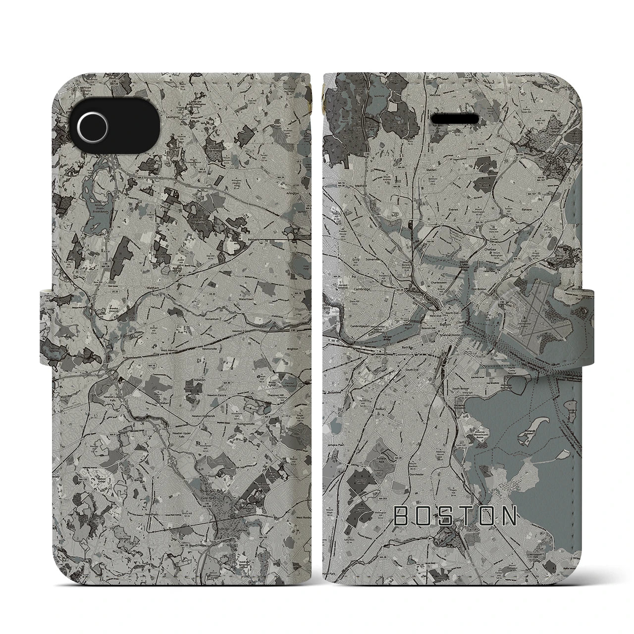 【ボストン(アメリカ)】地図柄iPhoneケース(手帳タイプ)