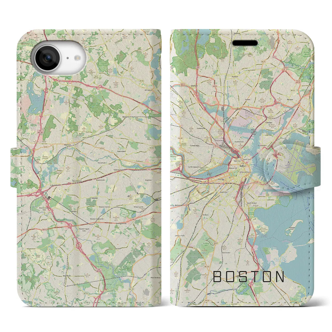 【ボストン(アメリカ)】地図柄iPhoneケース(手帳タイプ)