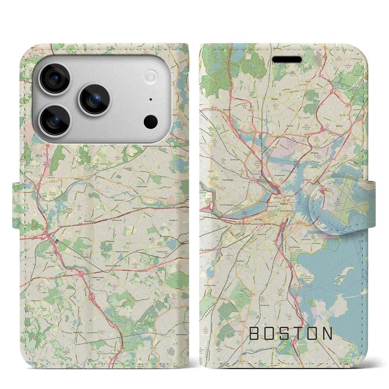 【ボストン(アメリカ)】地図柄iPhoneケース(手帳タイプ)