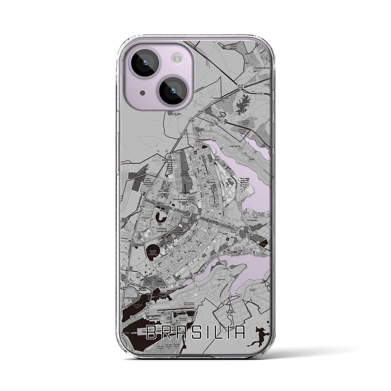 【ブラジリア(ブラジル)】地図柄iPhoneケース(クリアタイプ)