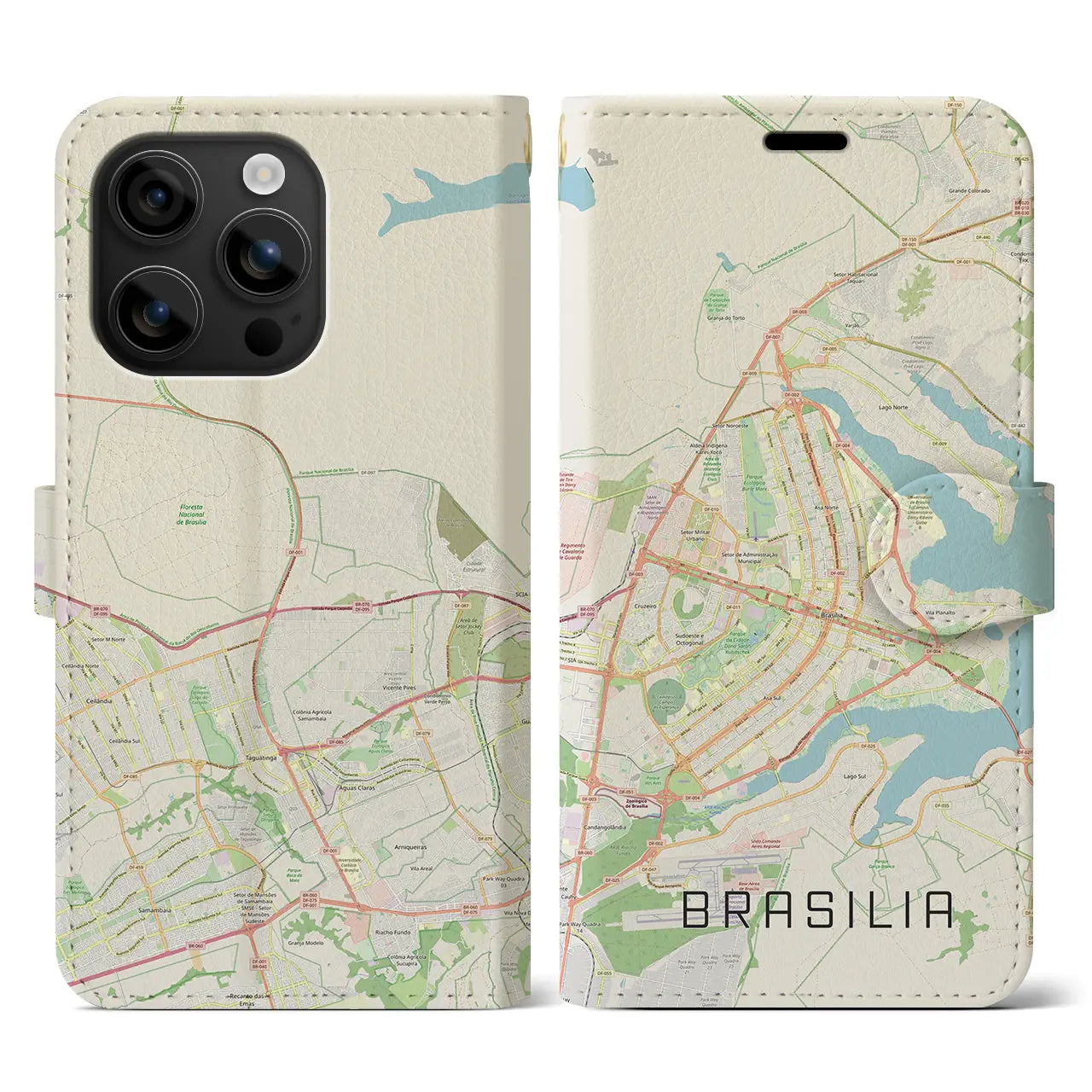【ブラジリア(ブラジル)】地図柄iPhoneケース(手帳タイプ)ナチュラル・iPhone 16 用