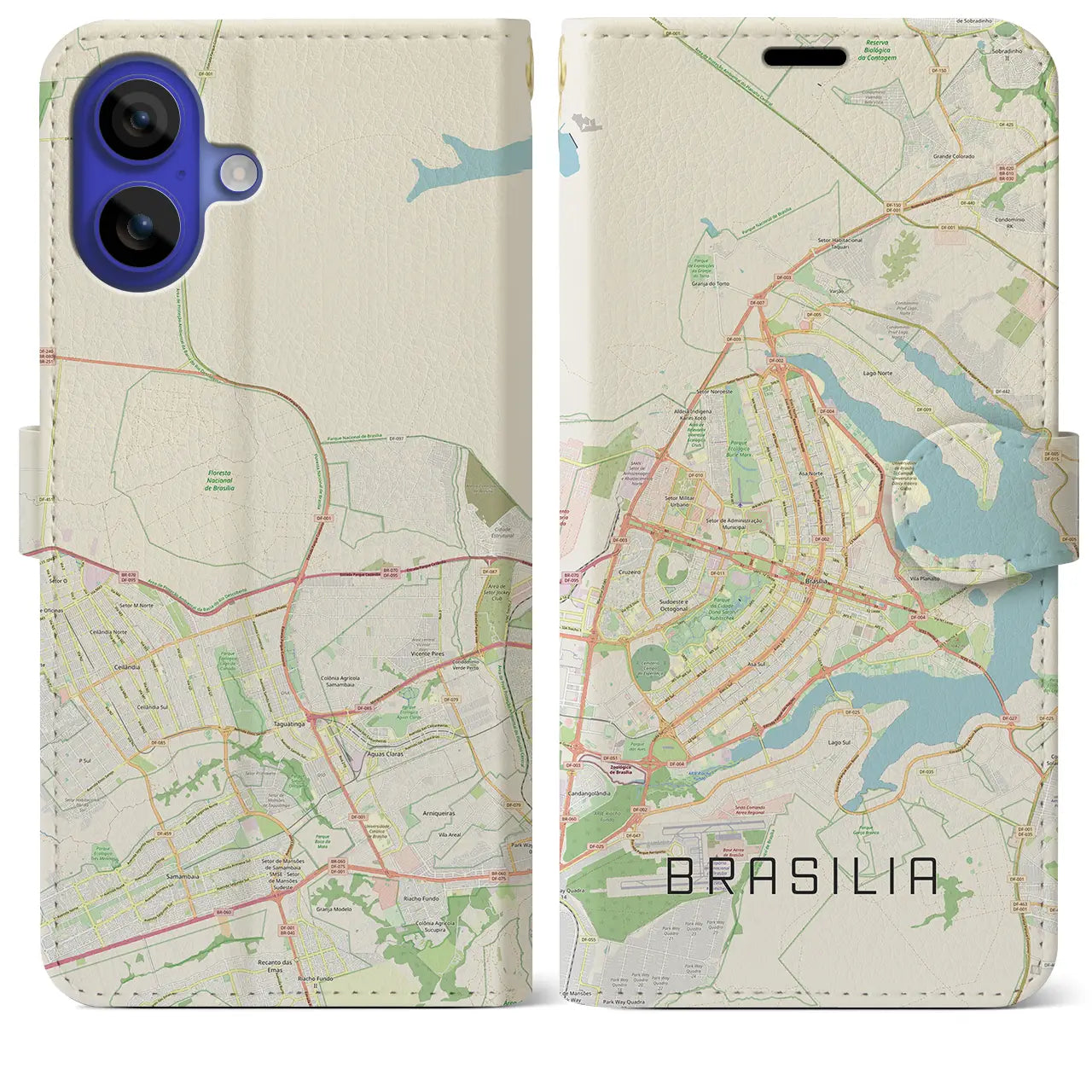 【ブラジリア(ブラジル)】地図柄iPhoneケース(手帳タイプ)ナチュラル・iPhone 16 Pro Max 用