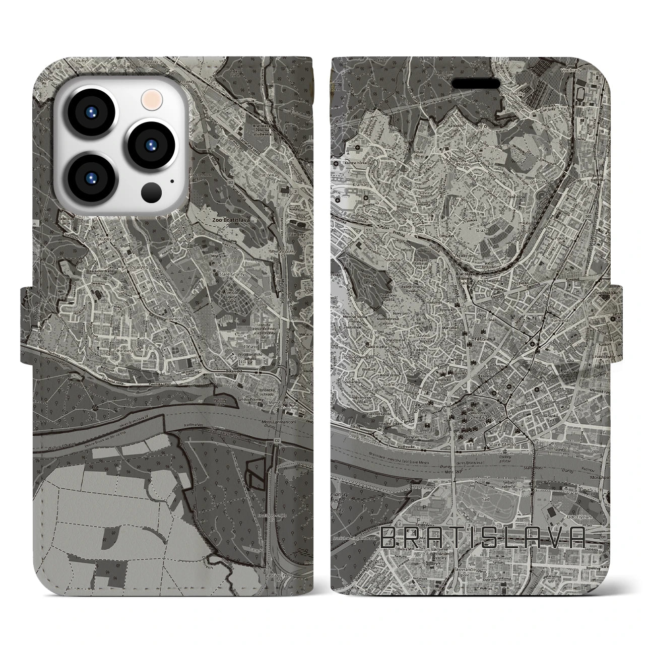 【ブラチスラヴァ(スロバキア)】地図柄iPhoneケース(手帳タイプ)