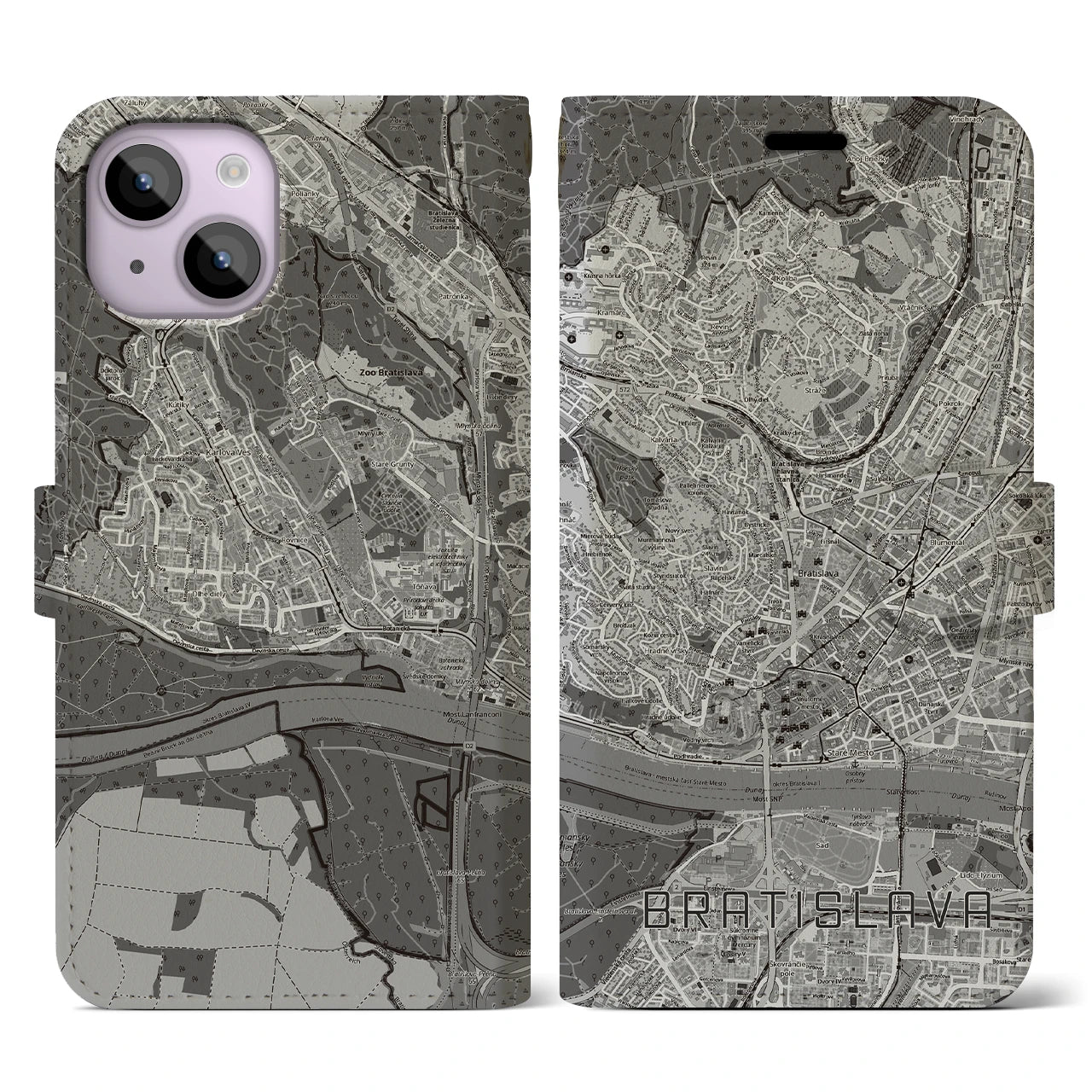 【ブラチスラヴァ(スロバキア)】地図柄iPhoneケース(手帳タイプ)