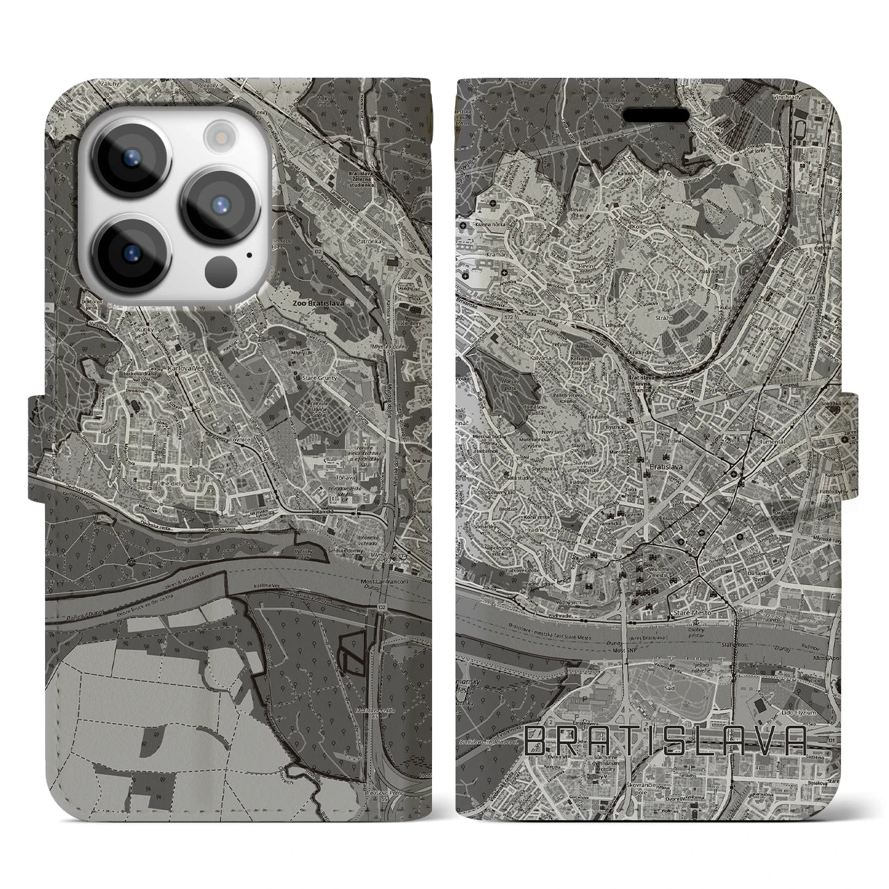 【ブラチスラヴァ(スロバキア)】地図柄iPhoneケース(手帳タイプ)