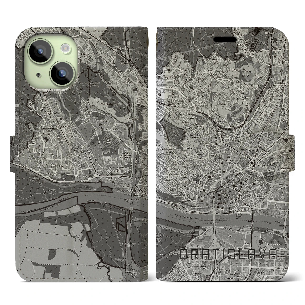 【ブラチスラヴァ(スロバキア)】地図柄iPhoneケース(手帳タイプ)