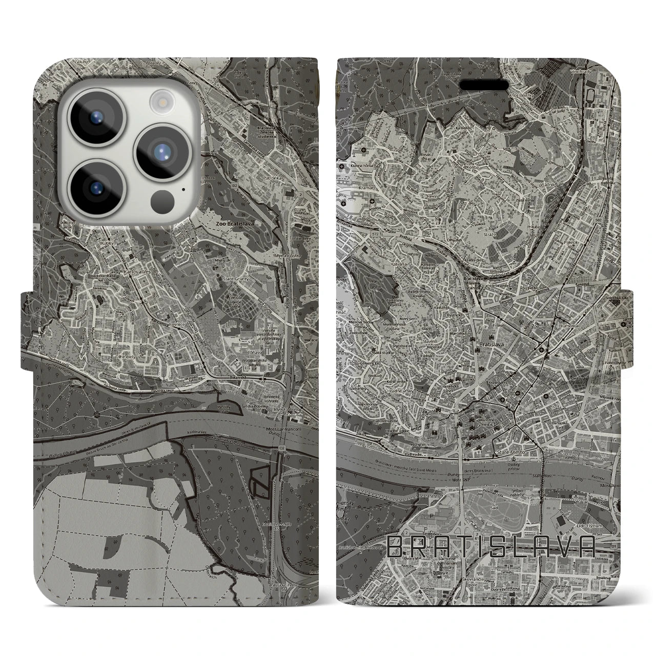 【ブラチスラヴァ(スロバキア)】地図柄iPhoneケース(手帳タイプ)