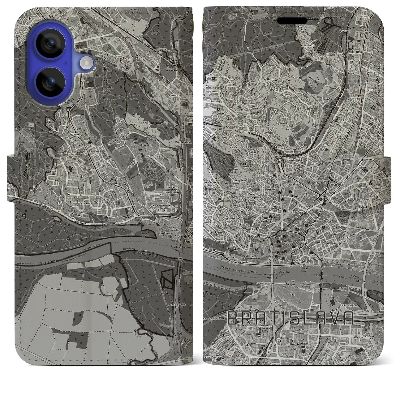 【ブラチスラヴァ(スロバキア)】地図柄iPhoneケース(手帳タイプ)