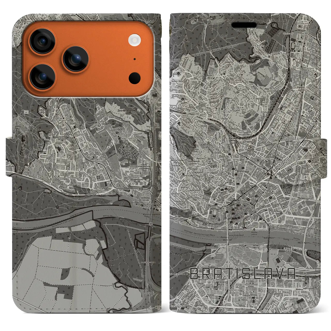 【ブラチスラヴァ(スロバキア)】地図柄iPhoneケース(手帳タイプ)