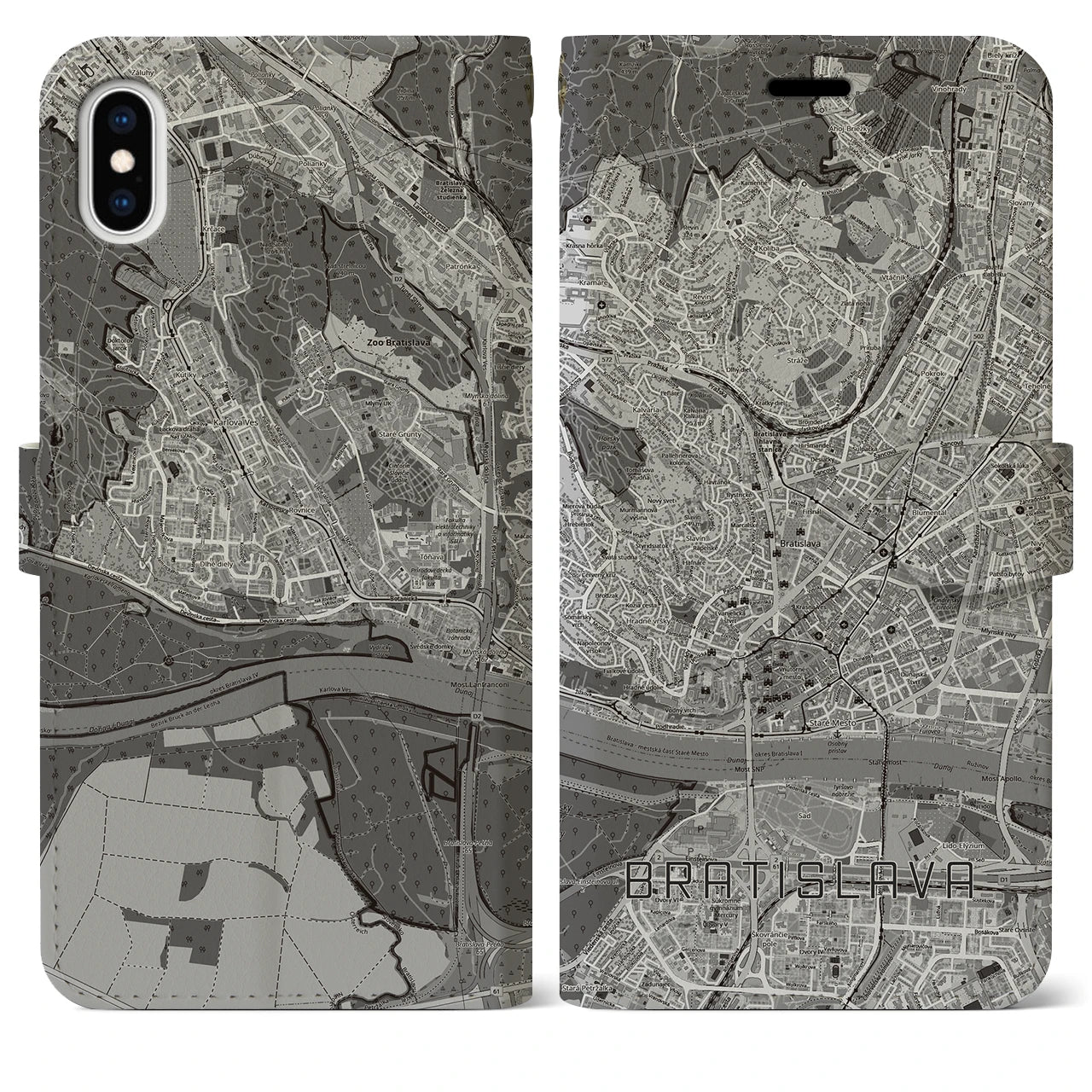 【ブラチスラヴァ(スロバキア)】地図柄iPhoneケース(手帳タイプ)