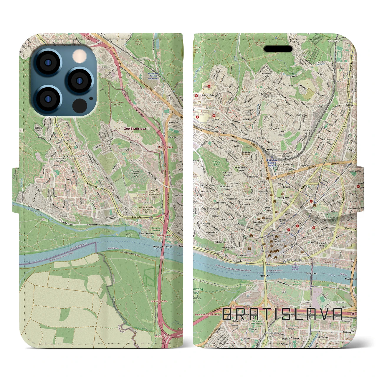【ブラチスラヴァ(スロバキア)】地図柄iPhoneケース(手帳タイプ)