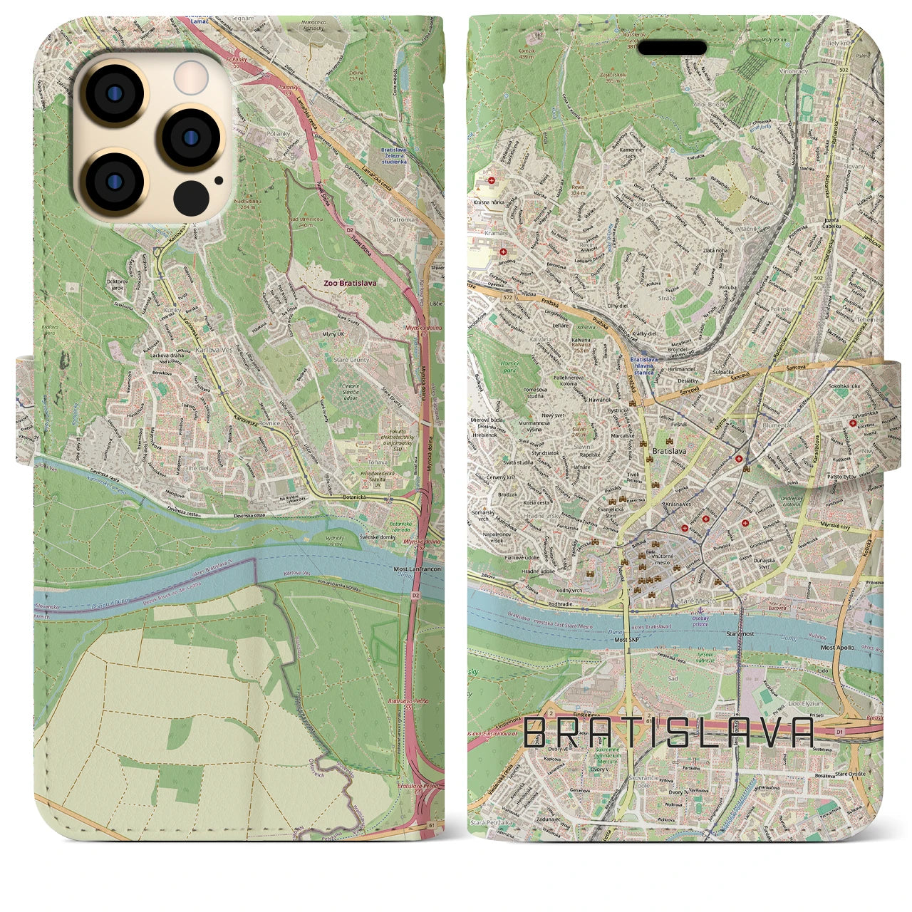【ブラチスラヴァ(スロバキア)】地図柄iPhoneケース(手帳タイプ)