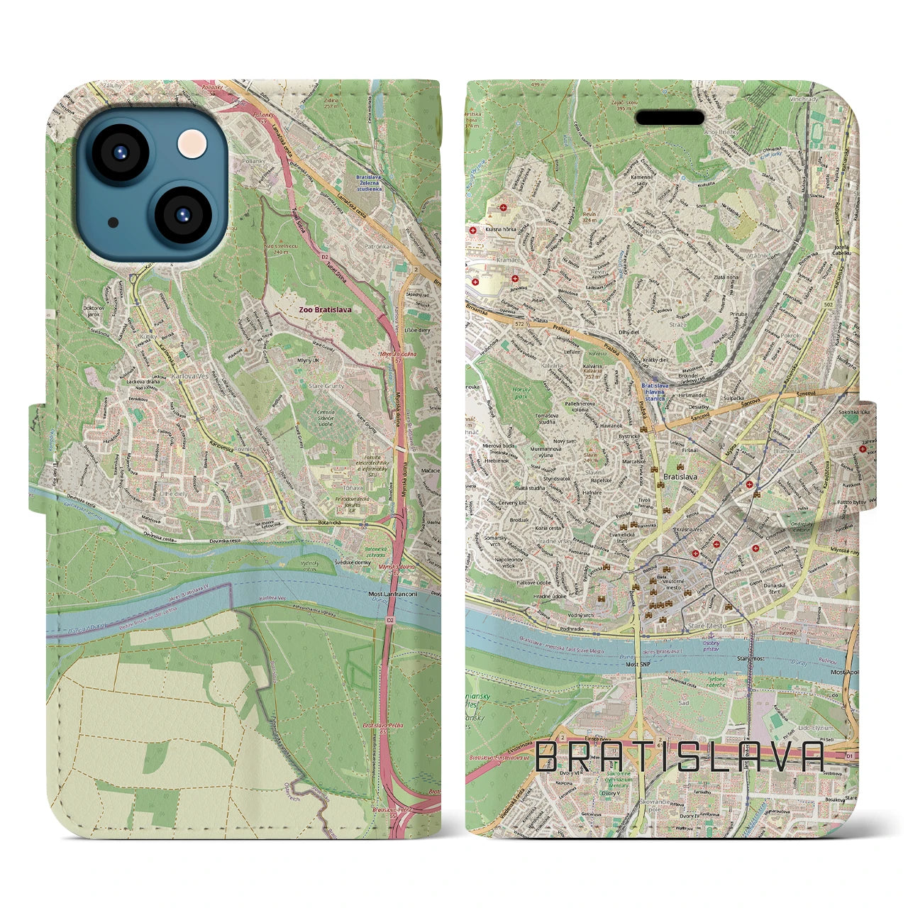 【ブラチスラヴァ(スロバキア)】地図柄iPhoneケース(手帳タイプ)