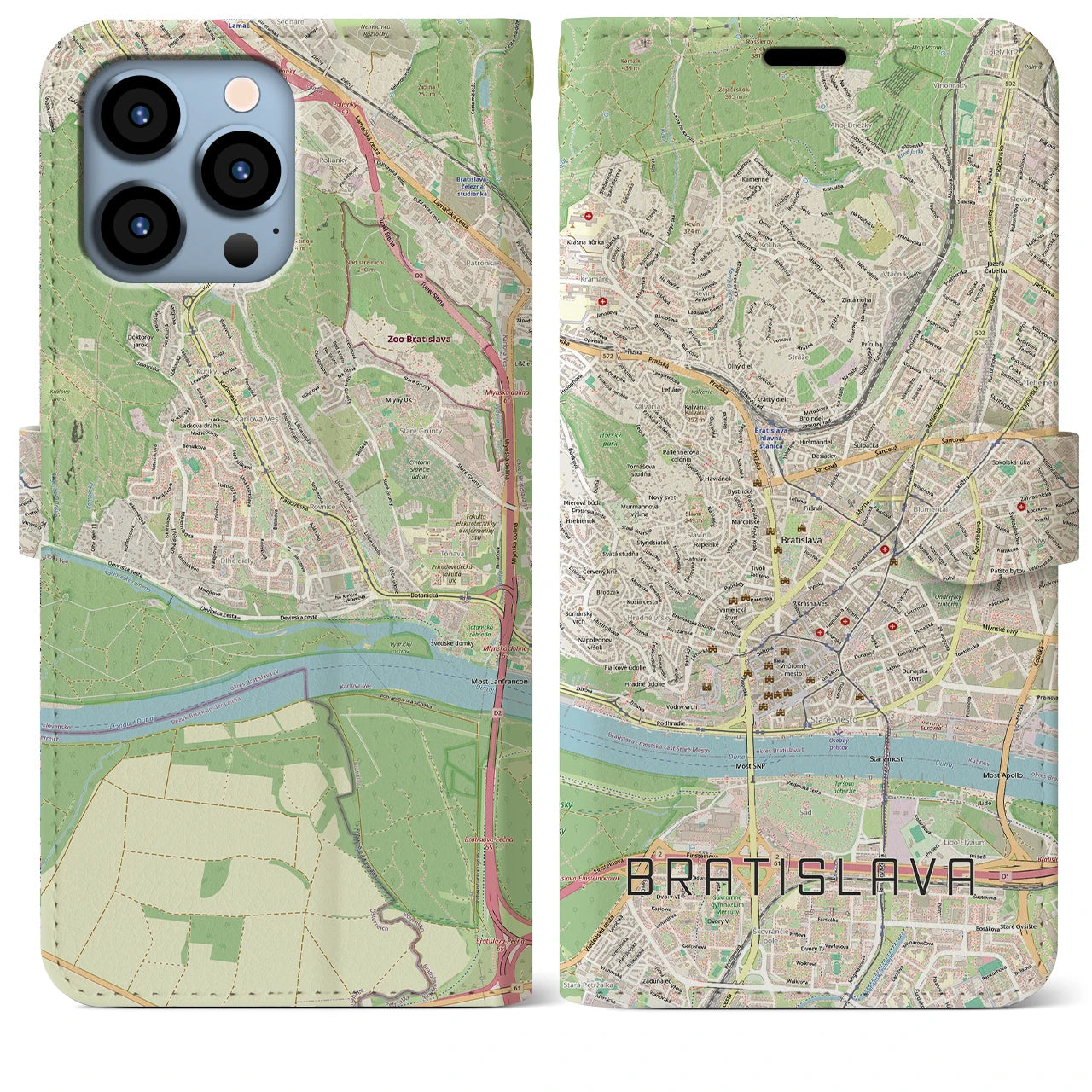 【ブラチスラヴァ(スロバキア)】地図柄iPhoneケース(手帳タイプ)
