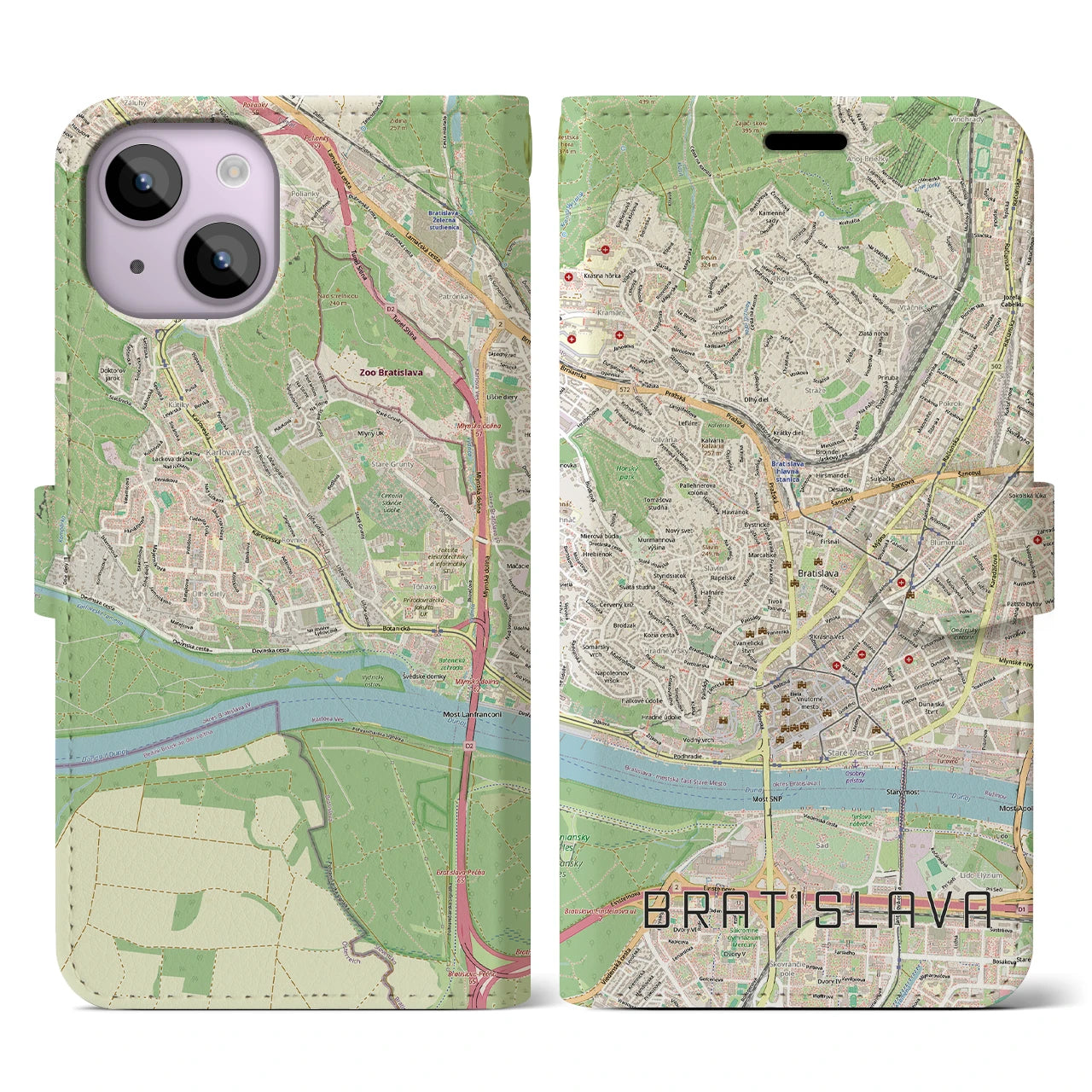【ブラチスラヴァ(スロバキア)】地図柄iPhoneケース(手帳タイプ)