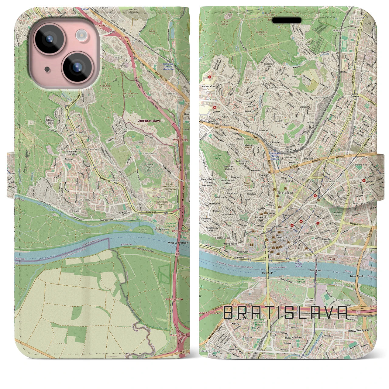【ブラチスラヴァ(スロバキア)】地図柄iPhoneケース(手帳タイプ)