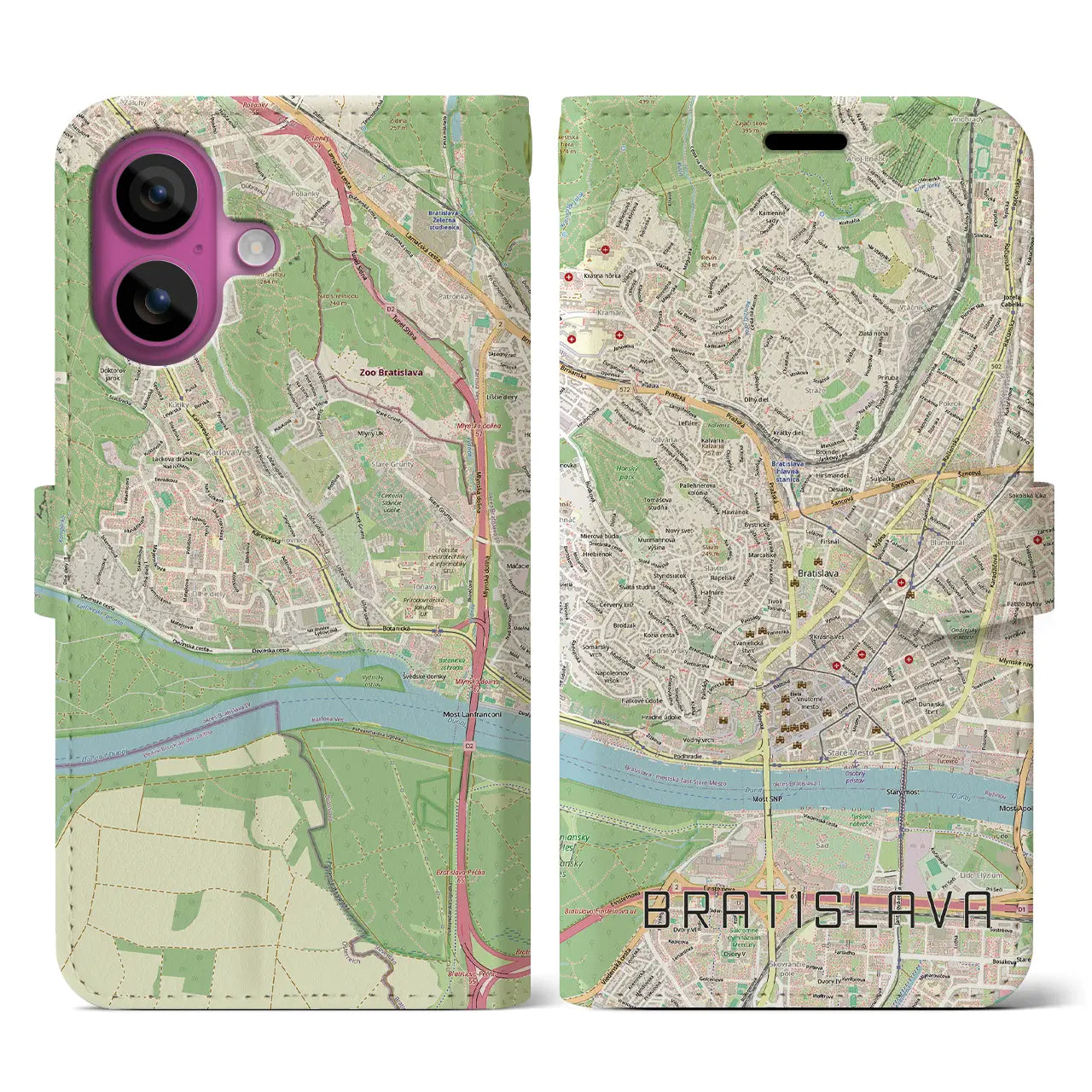 【ブラチスラヴァ(スロバキア)】地図柄iPhoneケース(手帳タイプ)