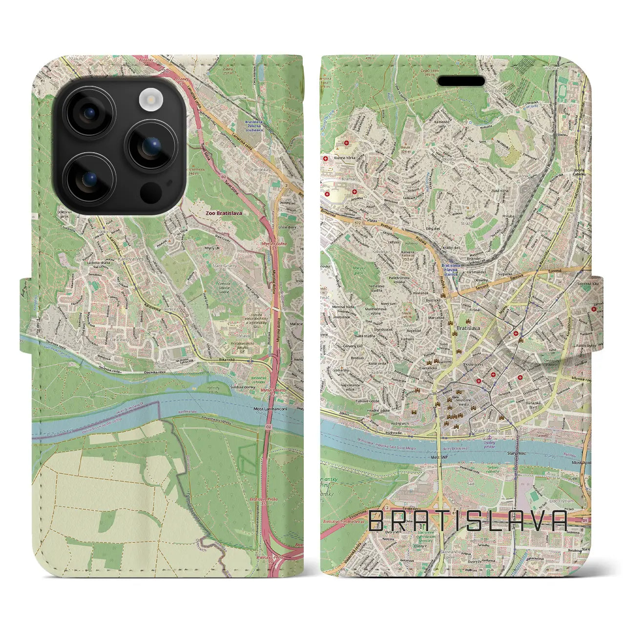 【ブラチスラヴァ(スロバキア)】地図柄iPhoneケース(手帳タイプ)
