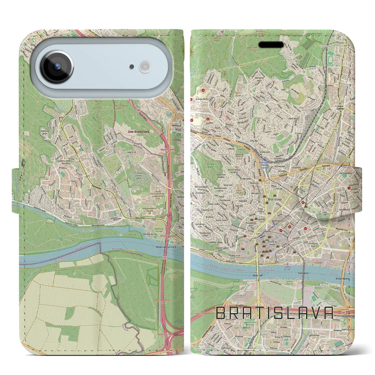 【ブラチスラヴァ(スロバキア)】地図柄iPhoneケース(手帳タイプ)ナチュラル・iPhone 17 Pro Max 用