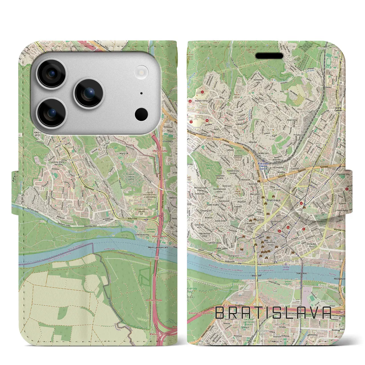 【ブラチスラヴァ(スロバキア)】地図柄iPhoneケース(手帳タイプ)