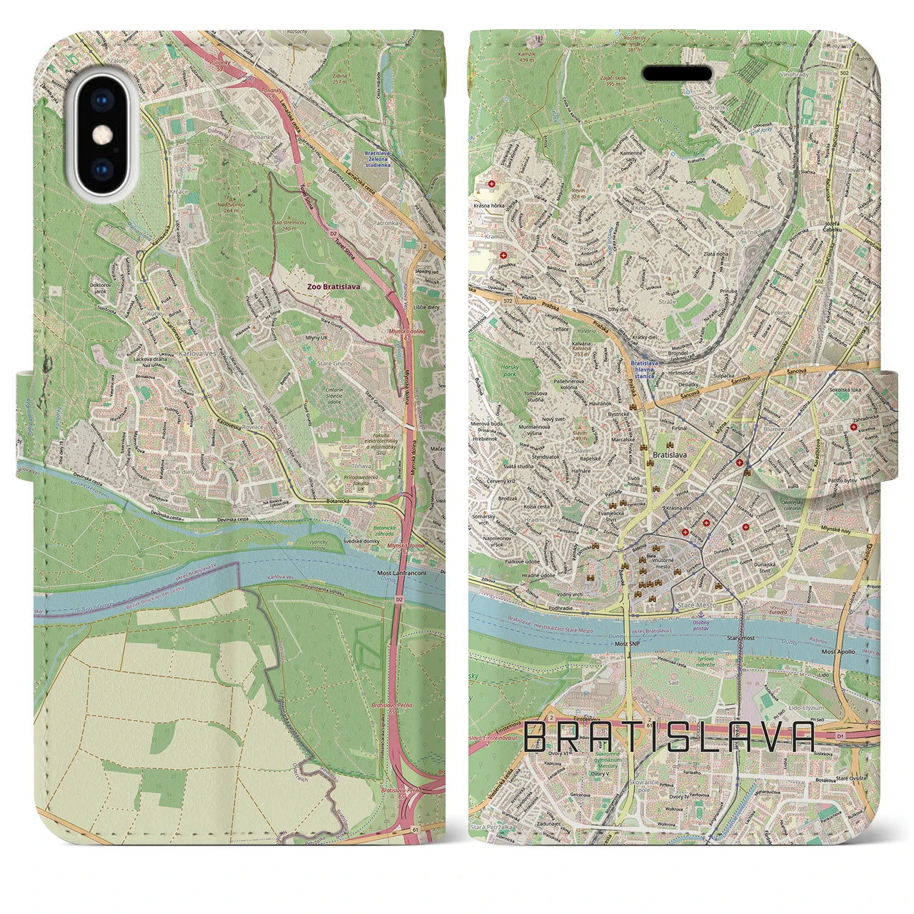 【ブラチスラヴァ(スロバキア)】地図柄iPhoneケース(手帳タイプ)