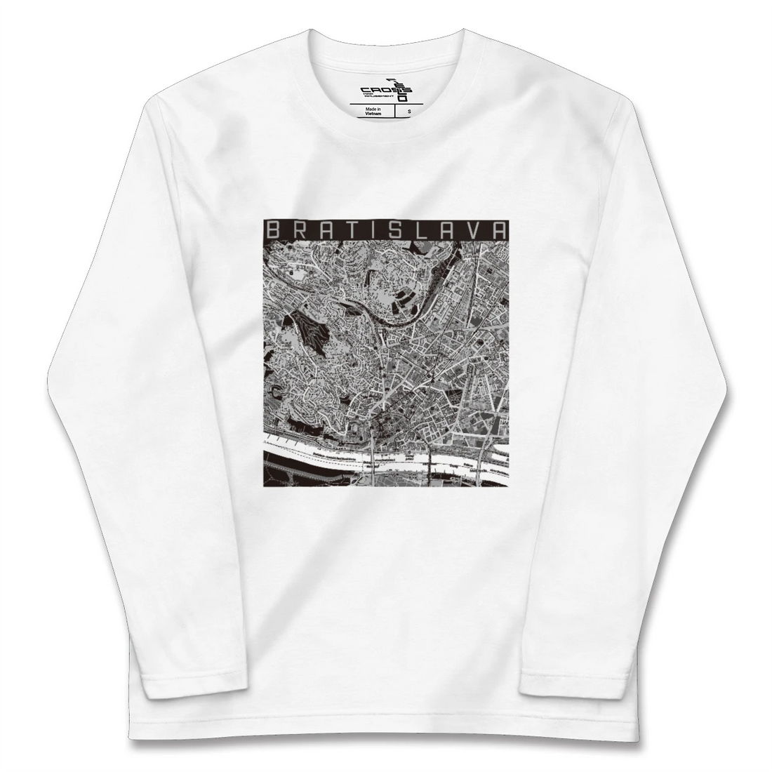 【ブラチスラヴァ(スロバキア)】地図柄ロングスリーブTシャツ