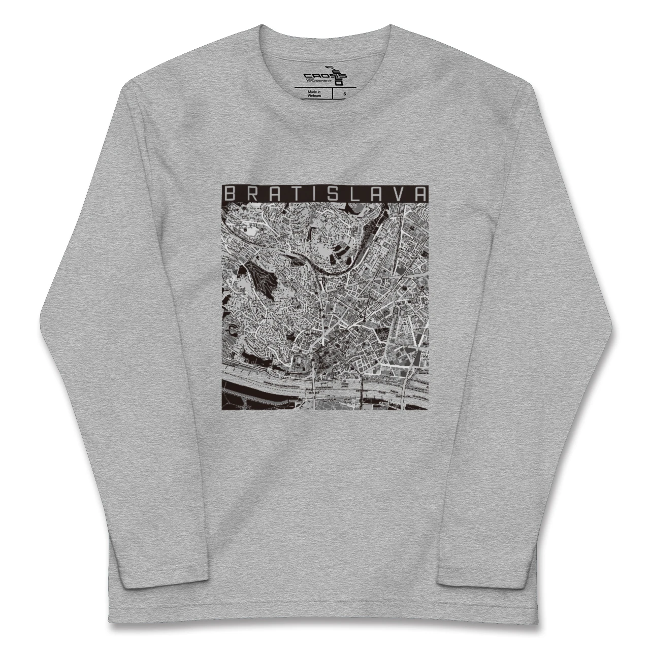 【ブラチスラヴァ(スロバキア)】地図柄ロングスリーブTシャツ