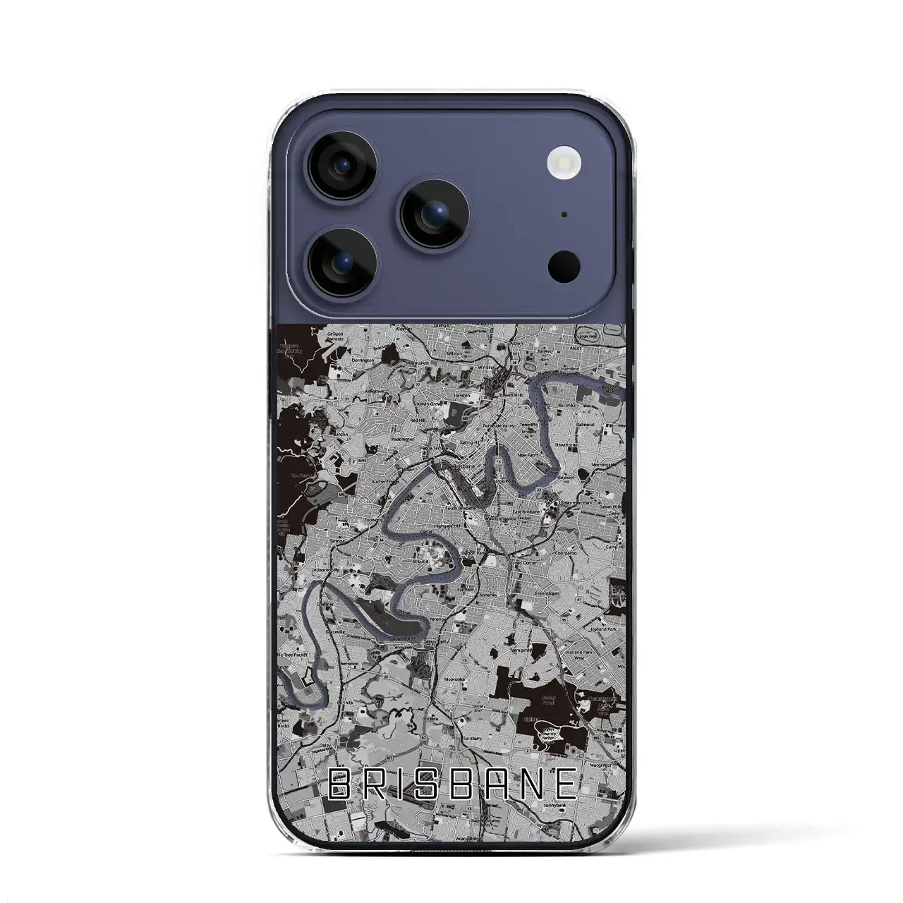【ブリスベン(オーストラリア)】地図柄iPhoneケース(クリアタイプ)モノトーン・iPhone 17 Pro Max 用