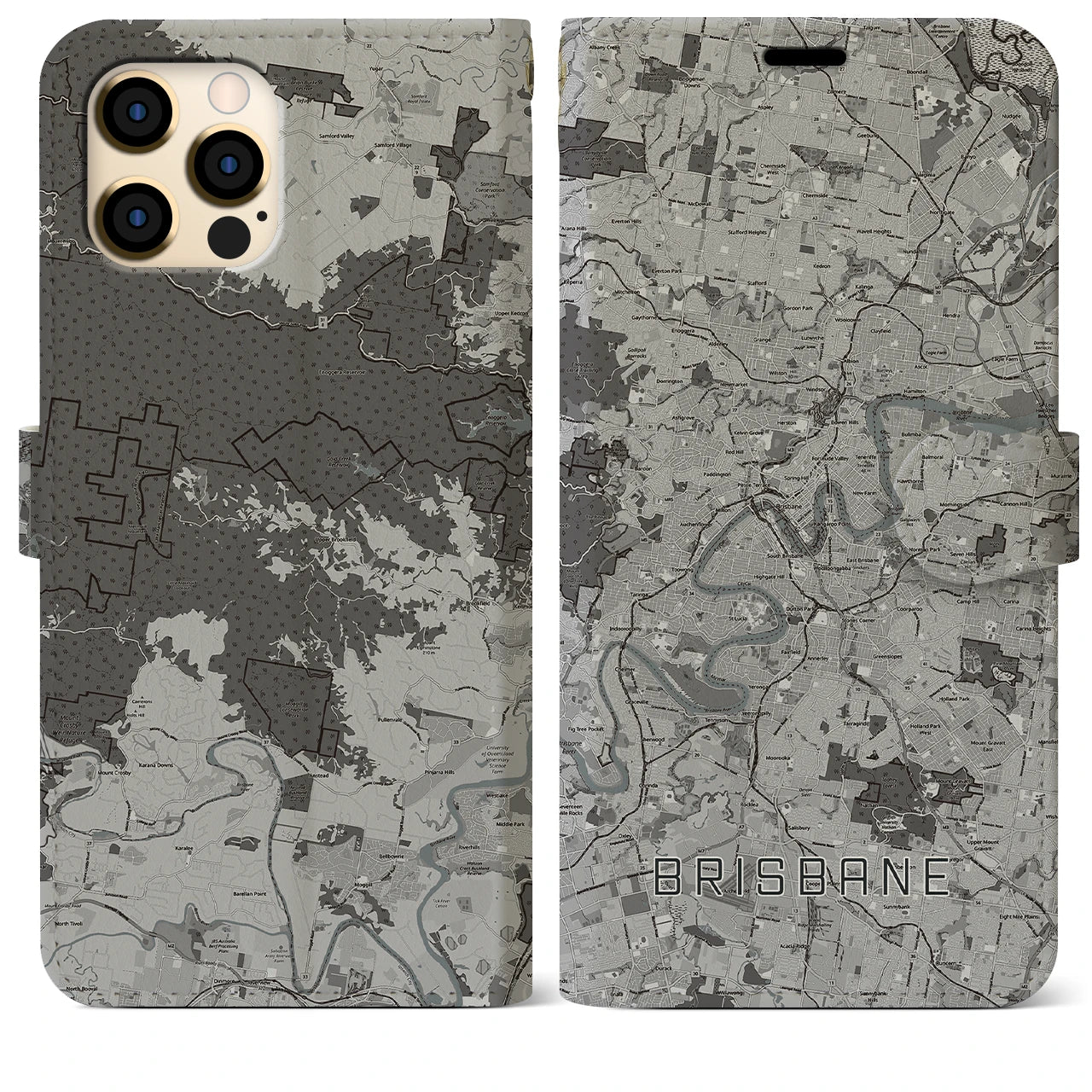 【ブリスベン(オーストラリア)】地図柄iPhoneケース(手帳タイプ)