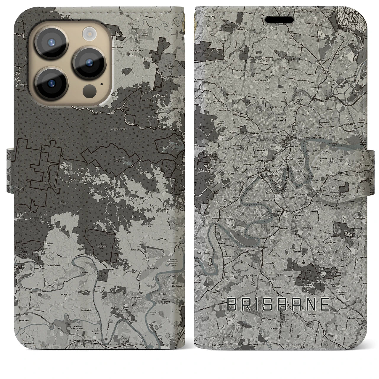 【ブリスベン(オーストラリア)】地図柄iPhoneケース(手帳タイプ)