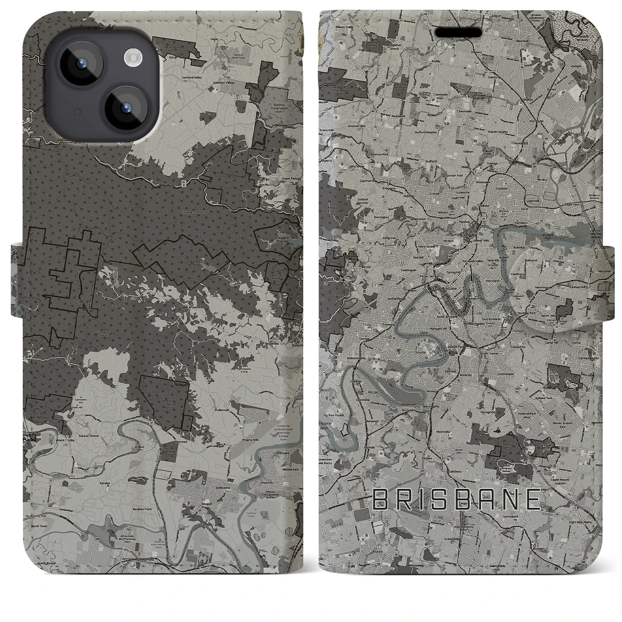 【ブリスベン(オーストラリア)】地図柄iPhoneケース(手帳タイプ)