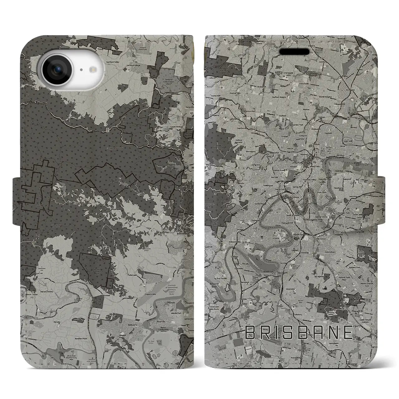 【ブリスベン(オーストラリア)】地図柄iPhoneケース(手帳タイプ)