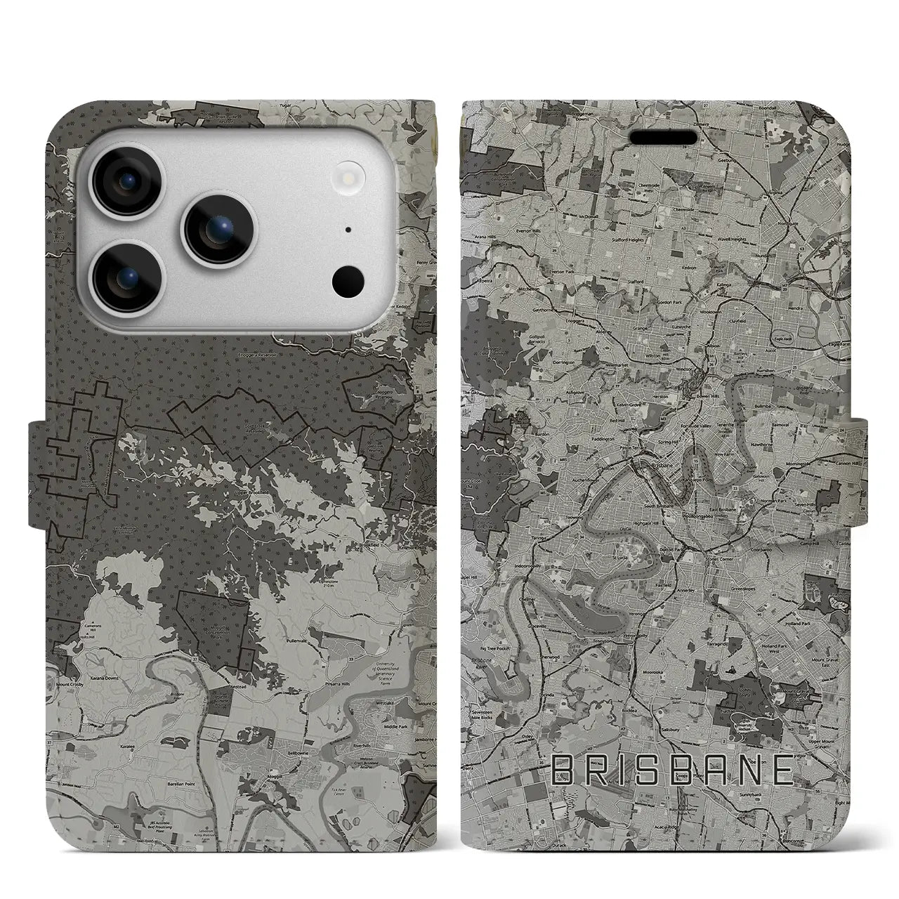 【ブリスベン(オーストラリア)】地図柄iPhoneケース(手帳タイプ)