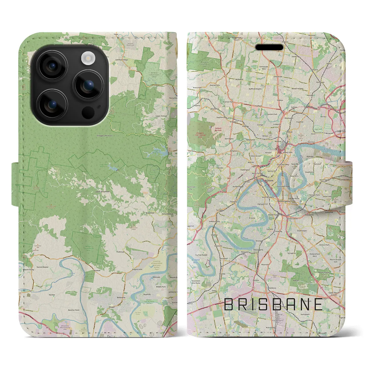 【ブリスベン(オーストラリア)】地図柄iPhoneケース(手帳タイプ)ナチュラル・iPhone 16 用