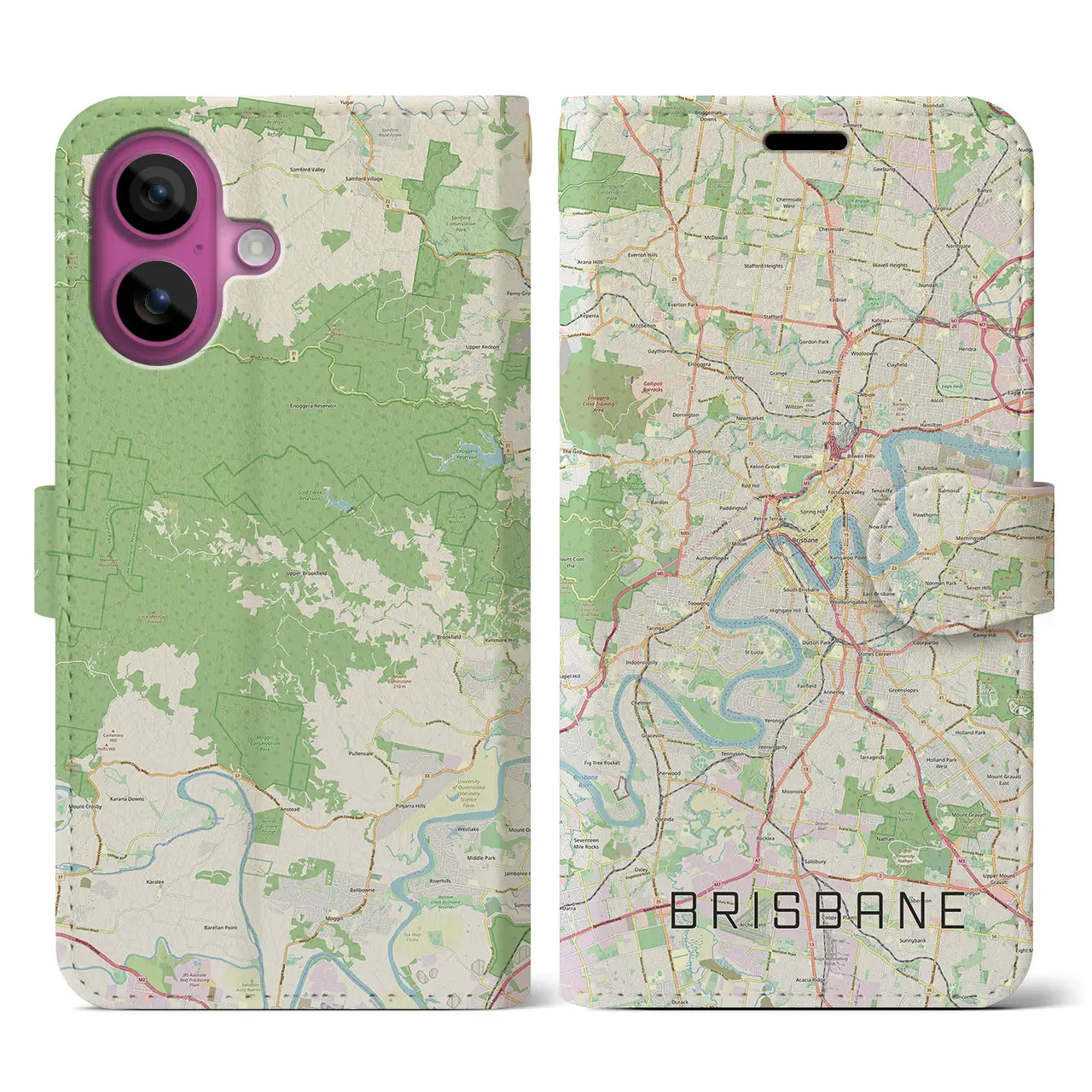 【ブリスベン(オーストラリア)】地図柄iPhoneケース(手帳タイプ)ナチュラル・iPhone 16 Pro 用