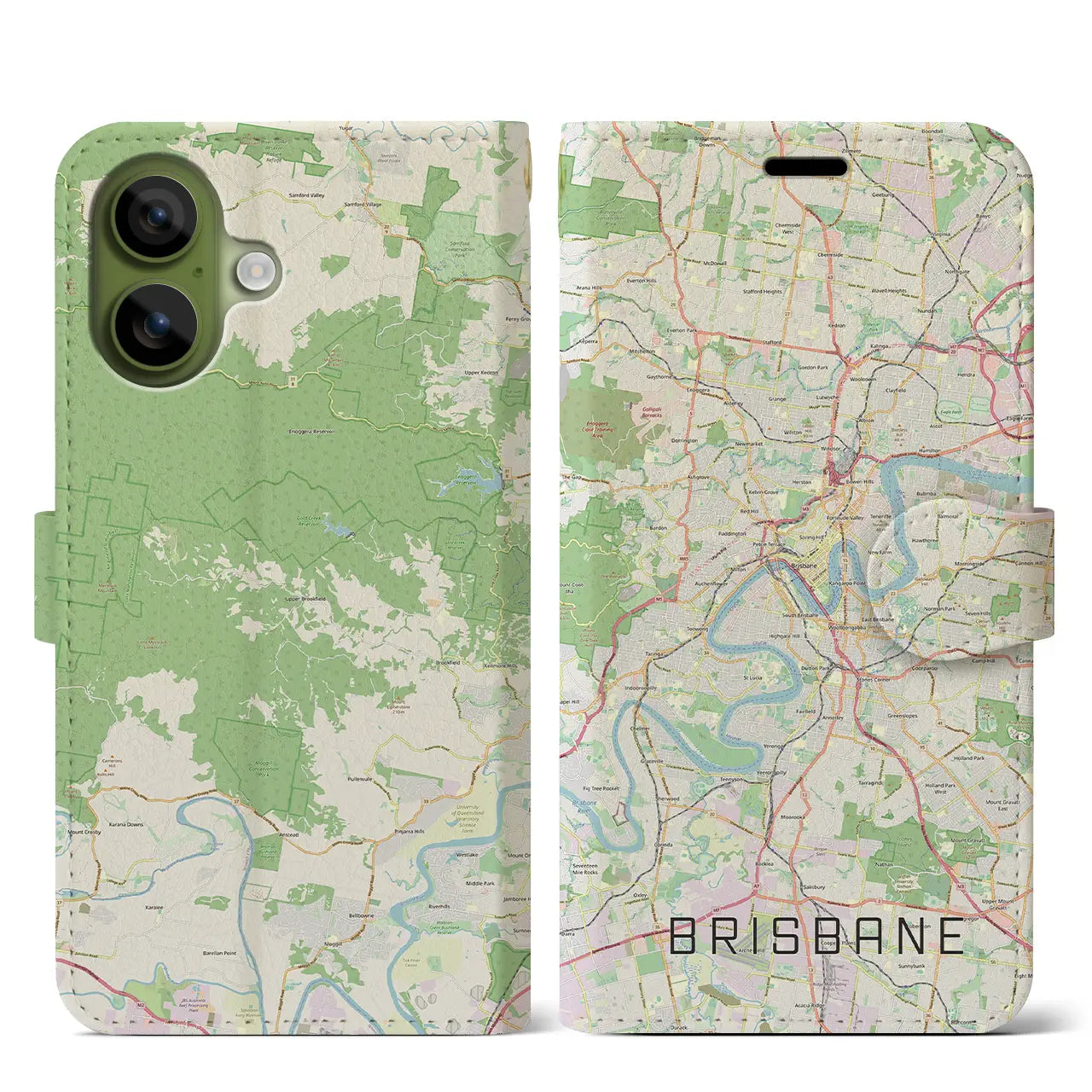 【ブリスベン(オーストラリア)】地図柄iPhoneケース(手帳タイプ)