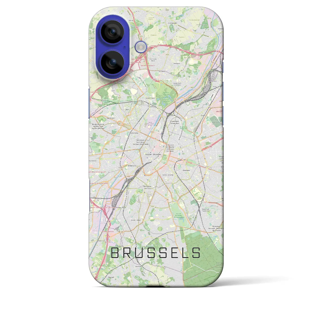 【ブリュッセル(ベルギー)】地図柄iPhoneケース(バックカバータイプ)ブラック・iPhone 16 Pro Max 用