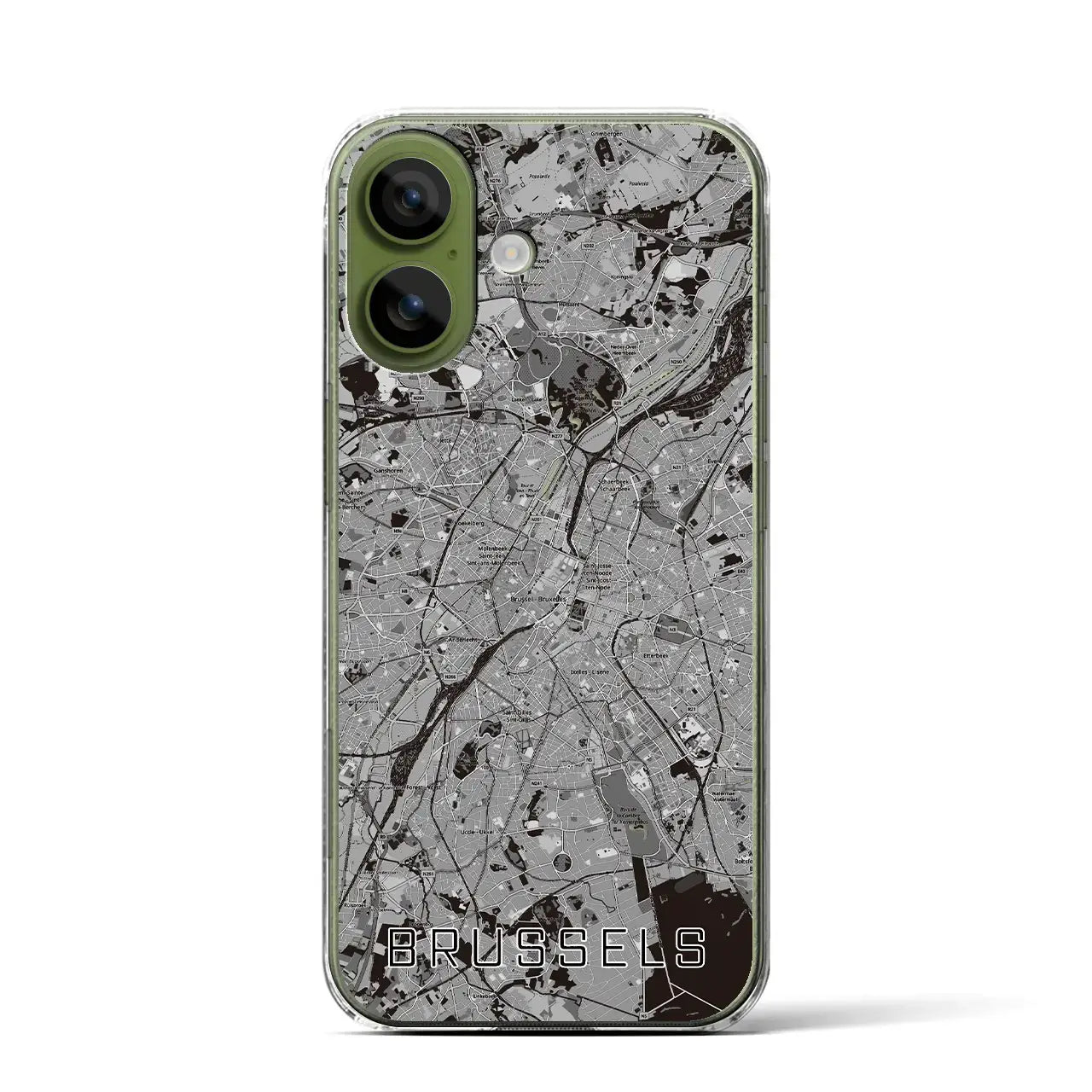 【ブリュッセル(ベルギー)】地図柄iPhoneケース(クリアタイプ)モノトーン・iPhone 17 Pro Max 用