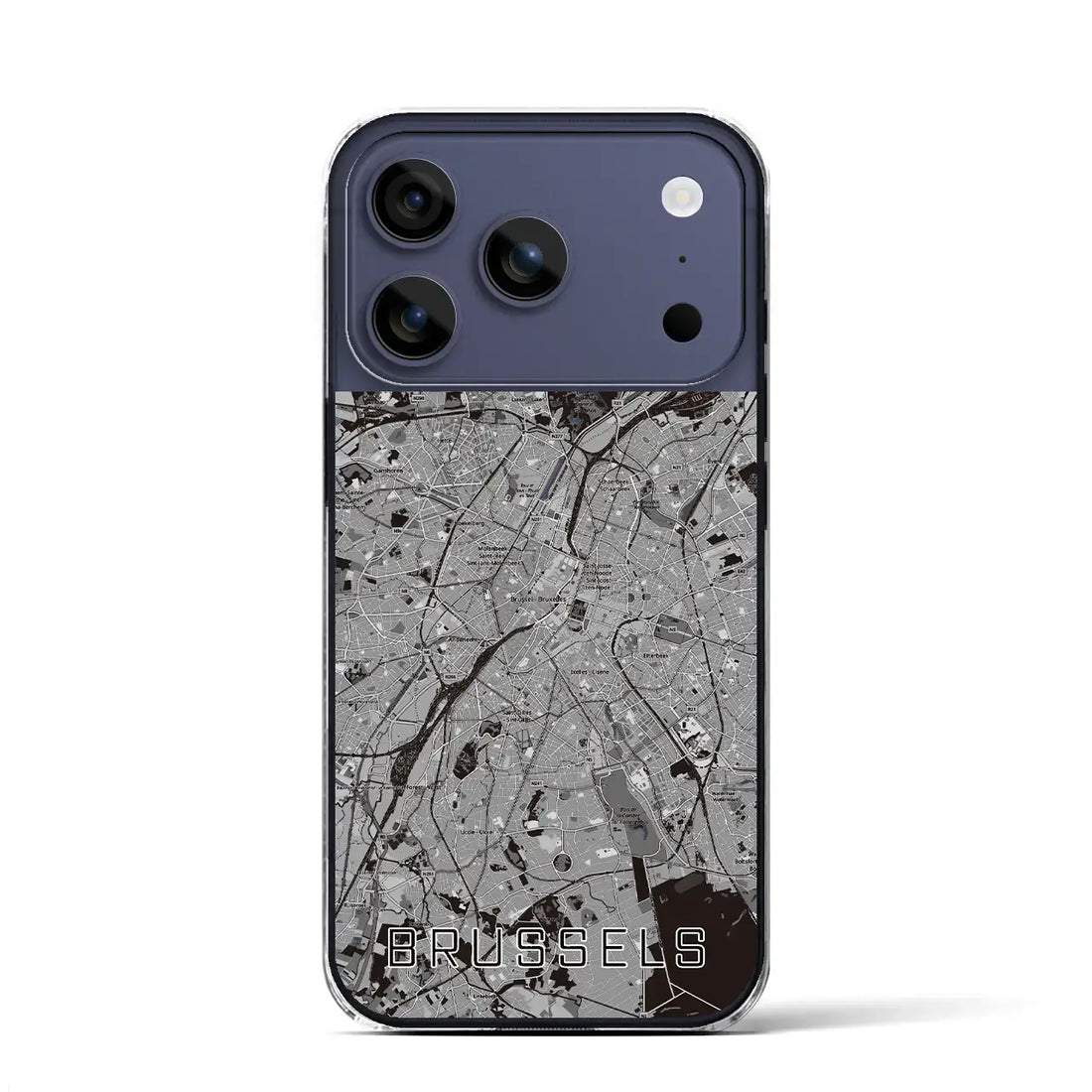 【ブリュッセル(ベルギー)】地図柄iPhoneケース(クリアタイプ)モノトーン・iPhone 17 Pro Max 用