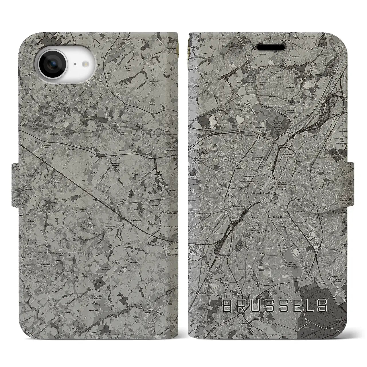 【ブリュッセル(ベルギー)】地図柄iPhoneケース(手帳タイプ)