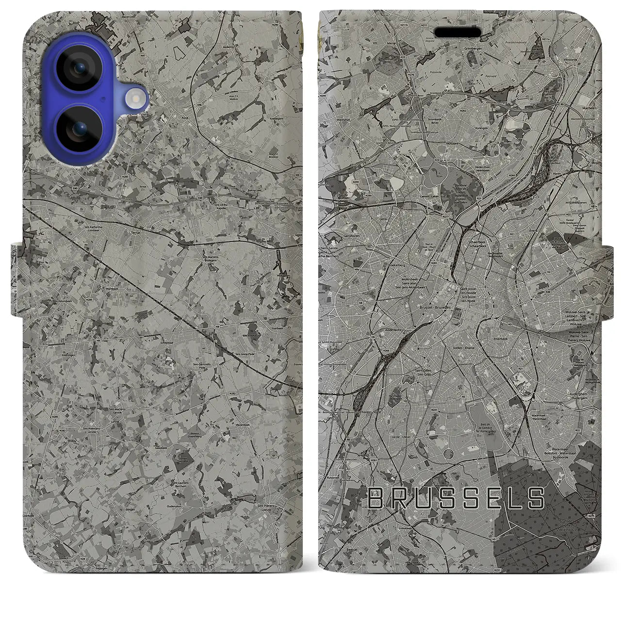 【ブリュッセル(ベルギー)】地図柄iPhoneケース(手帳タイプ)