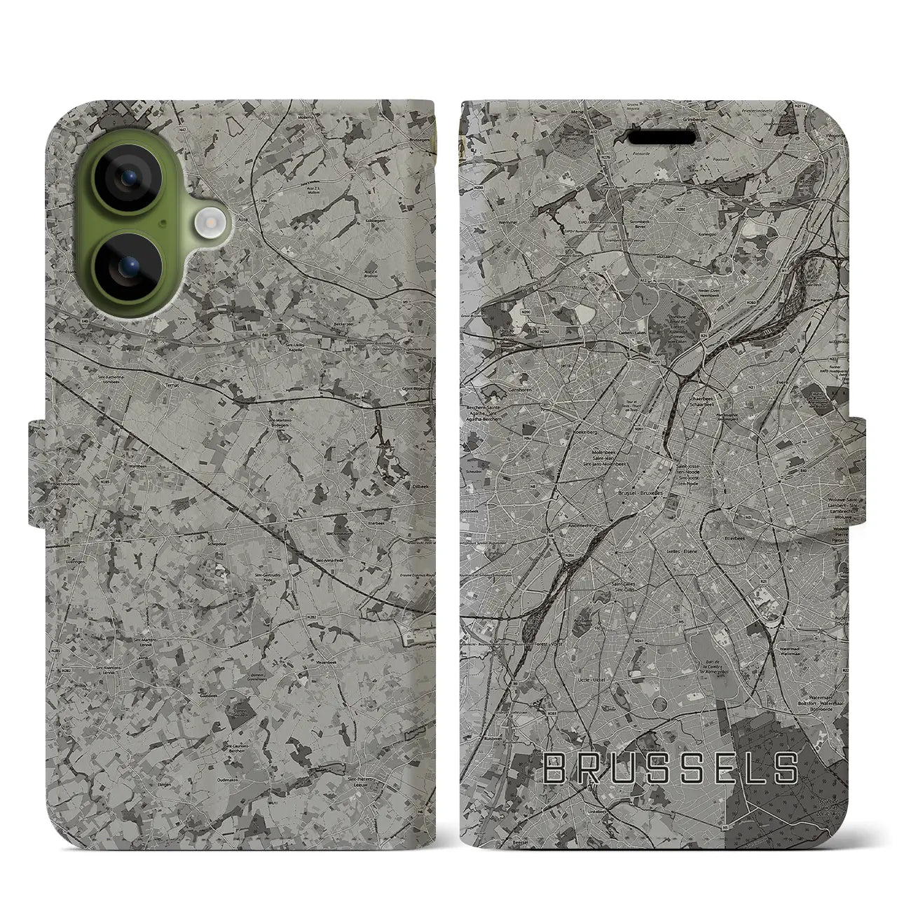 【ブリュッセル(ベルギー)】地図柄iPhoneケース(手帳タイプ)