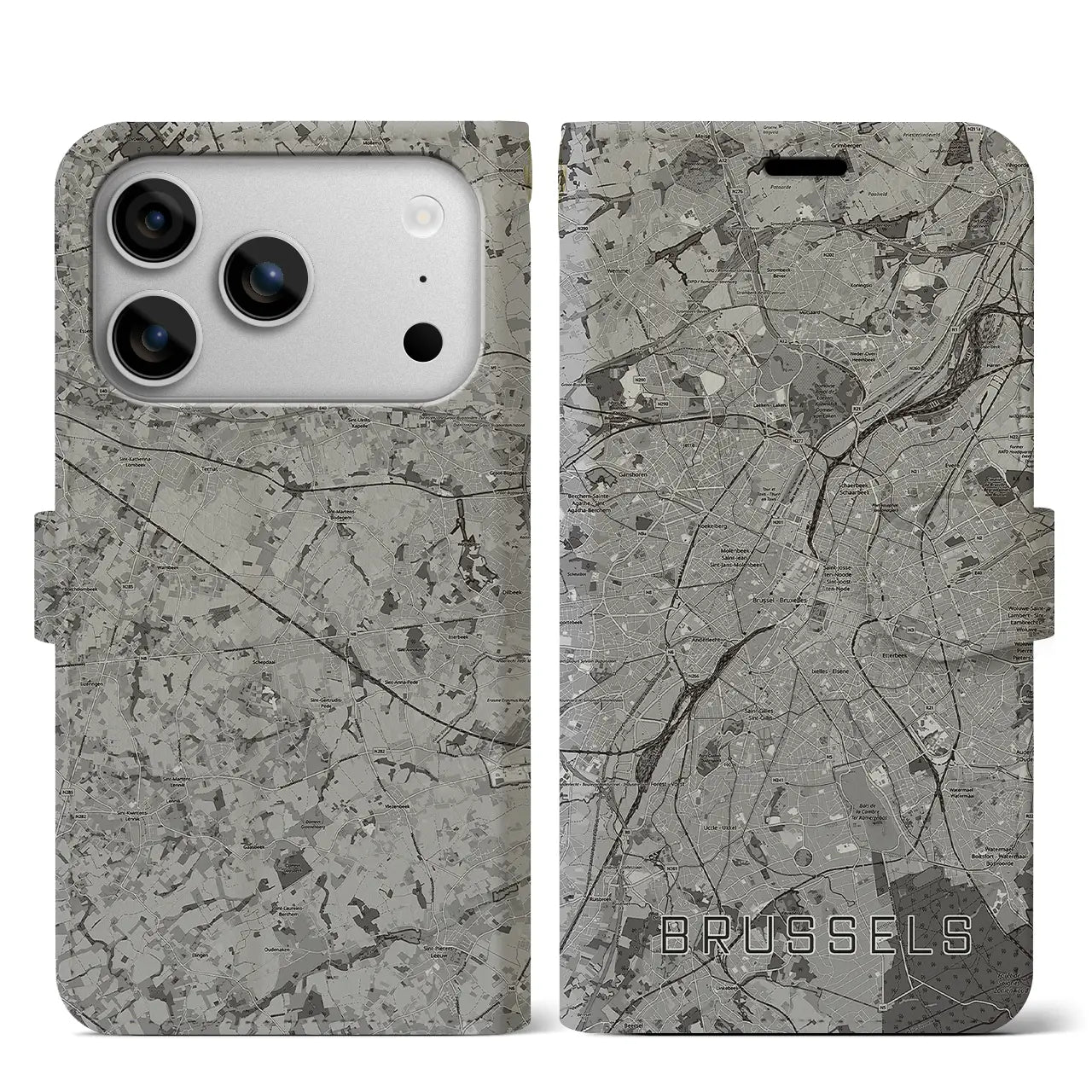 【ブリュッセル(ベルギー)】地図柄iPhoneケース(手帳タイプ)