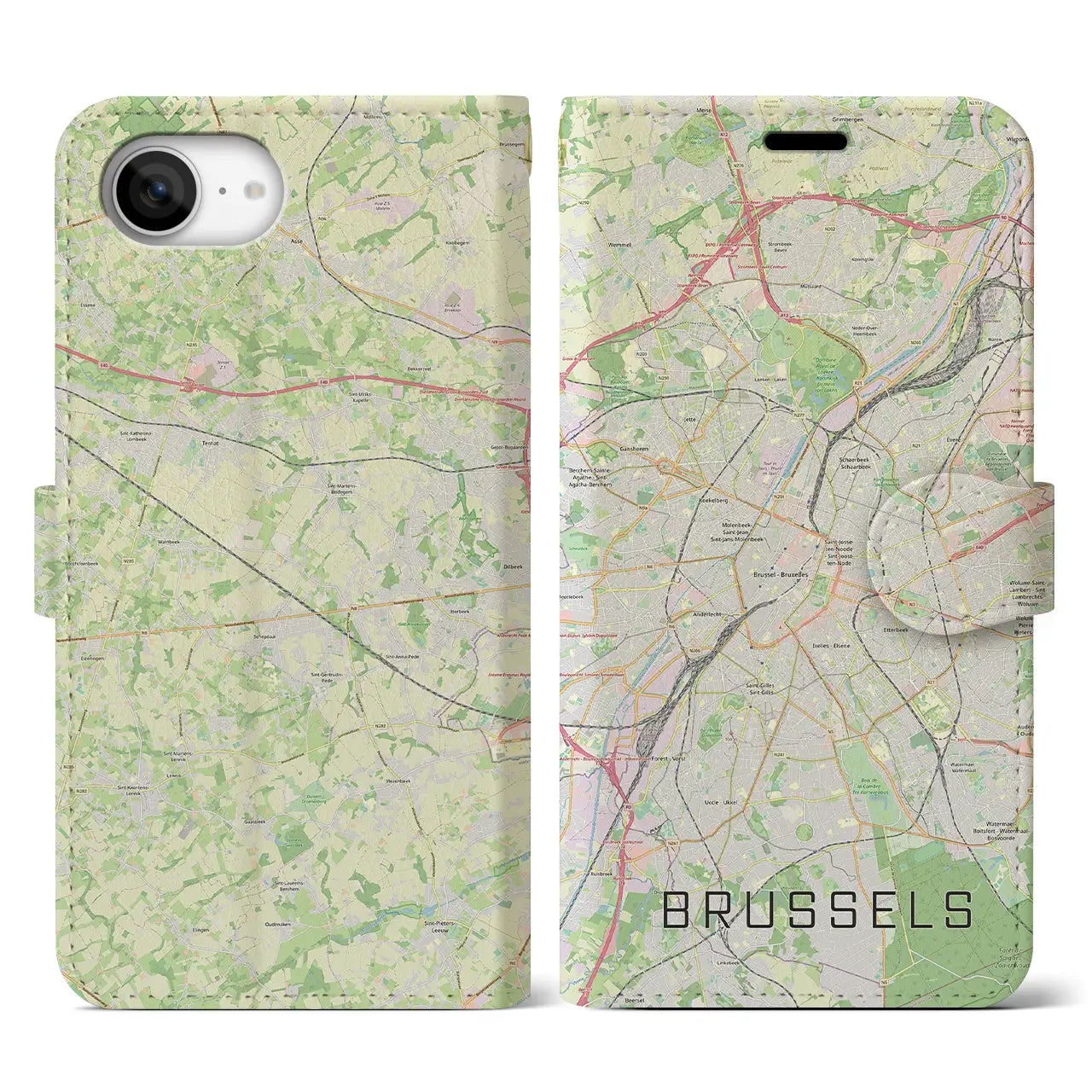 【ブリュッセル(ベルギー)】地図柄iPhoneケース(手帳タイプ)