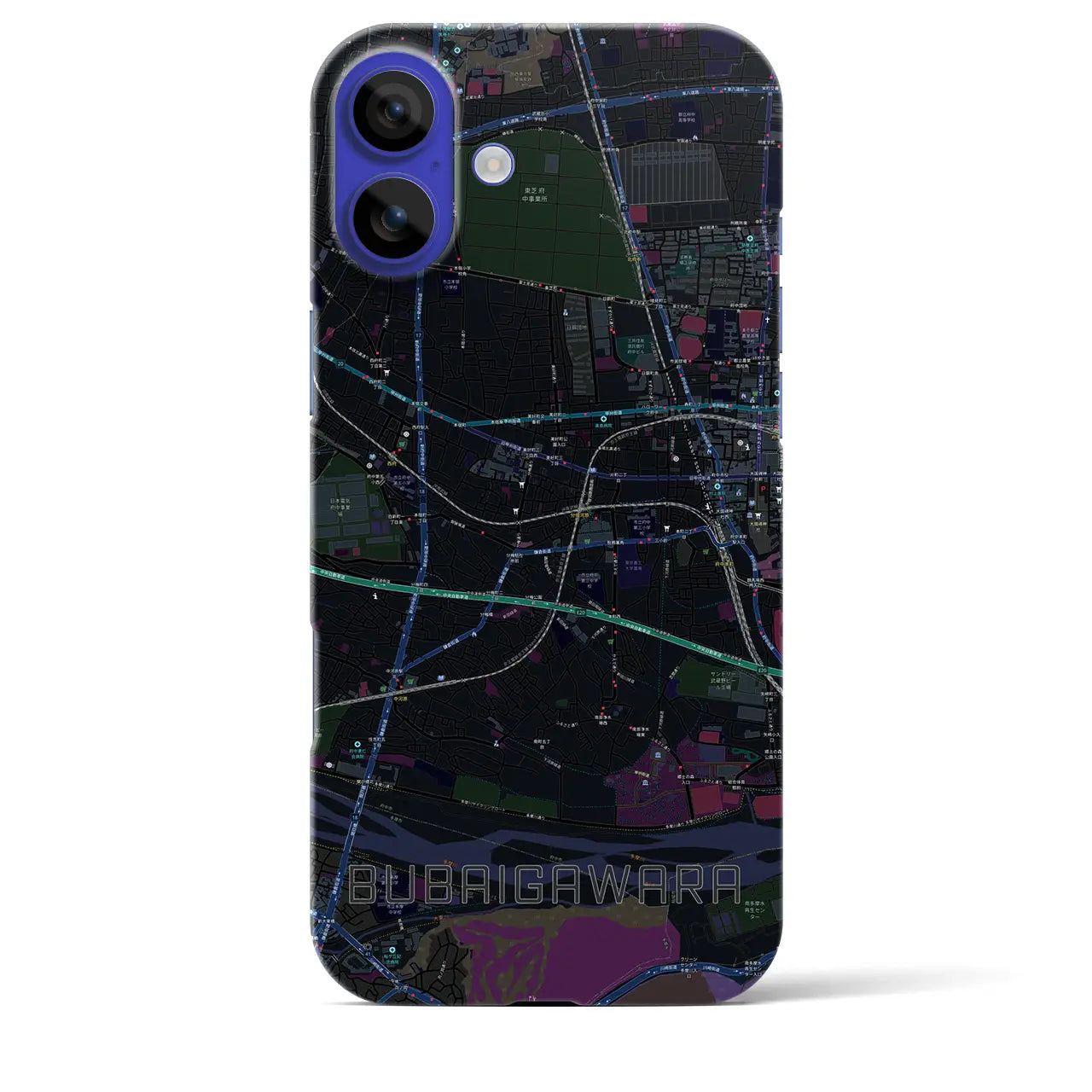 【分倍河原(東京都)】地図柄iPhoneケース(バックカバータイプ)