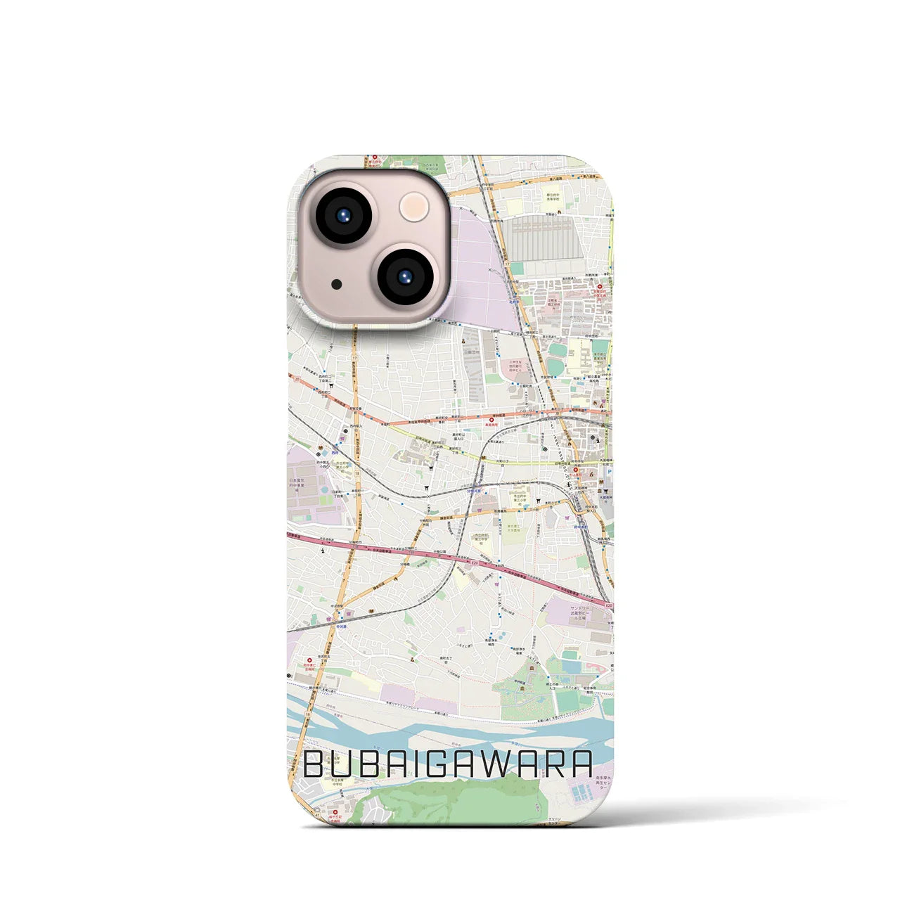 【分倍河原(東京都)】地図柄iPhoneケース(バックカバータイプ)