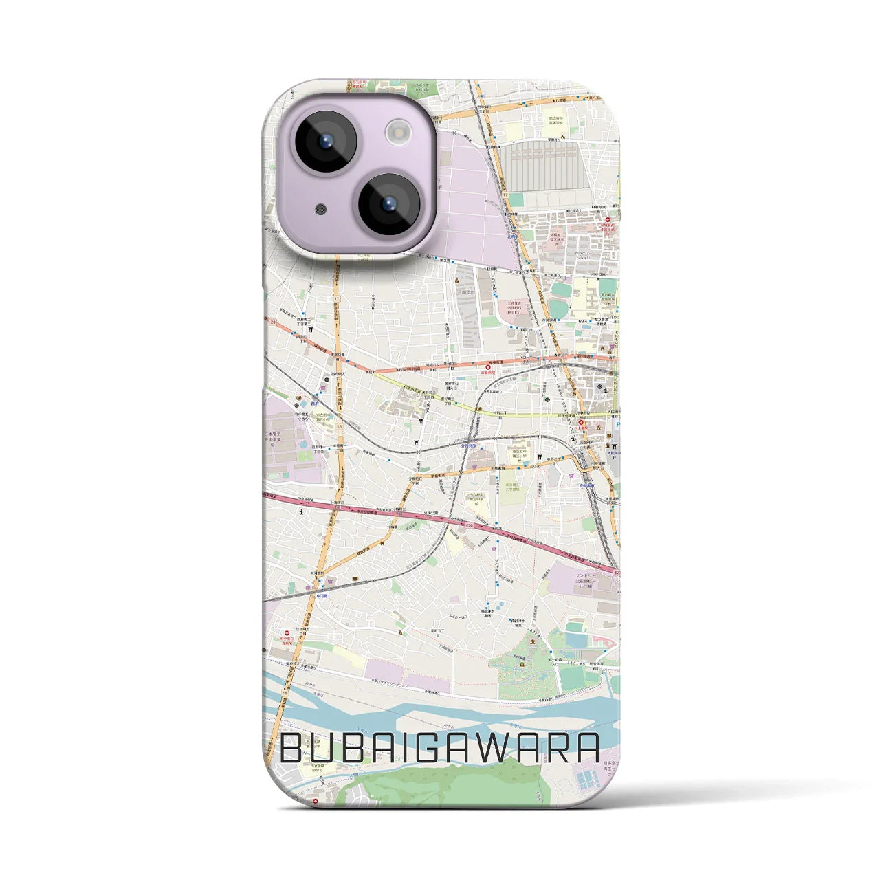 【分倍河原(東京都)】地図柄iPhoneケース(バックカバータイプ)